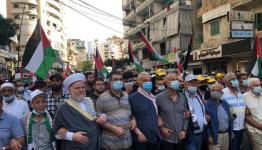 العينا خلال مشاركته في مسيرة دعم لفلسطين