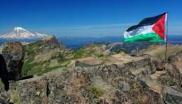 علم فلسطين على سلسلة جبال واشنطن