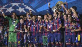 فريق برشلنا لحظة التتويج