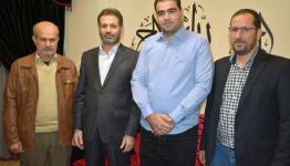 من اليمين إلى الشمال، رئيس رابطة طلبة بيت المقدس، أحمد مزيان، الشاب صاحب براءة الاختراع عامر درويش، ممثل حركة الجهاد الإسلامي في لبنان إحسان عطايا، ومسؤول حركة الجهاد في مخيم البداوي، أبو علي الصديق