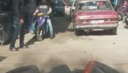 اغلاق شارع بالإطارات المشتعلة