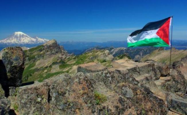 علم فلسطين على سلسلة جبال واشنطن