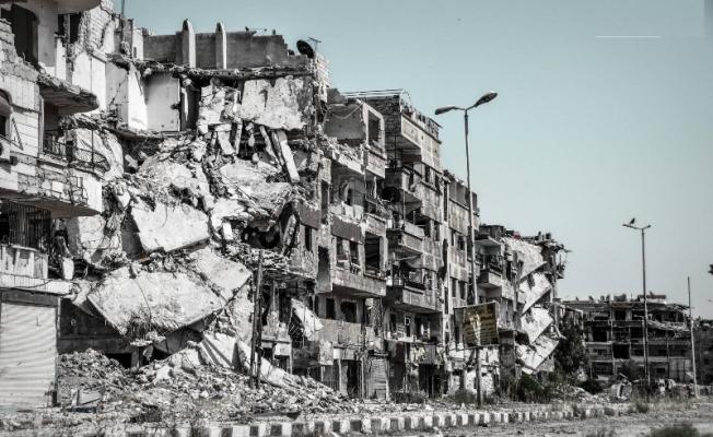 آثار الدمار في أحد مخيمات الفلسطينيين في سوريا (أرشيف)