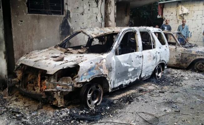 سيارة متفحمة اثر الاشتباك الاخير في عين الحلوة