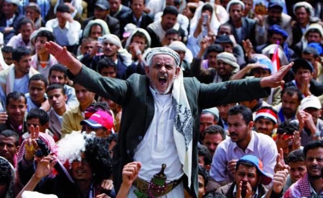 أثناء مظاهرة في اليمن