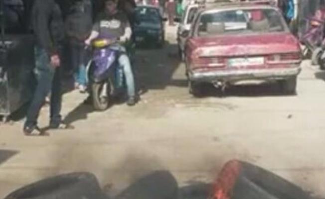 اغلاق شارع بالإطارات المشتعلة