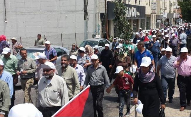 أثناء المظاهرة في رام الله احتجاجاً على تقليصات الأونروا