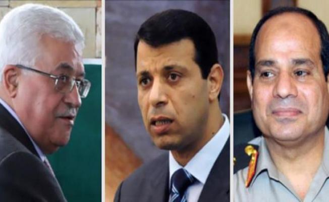 الرئيس المصري عبد الفتاح السيسي والنائب دحلان ورئيس السلطة محمود عباس