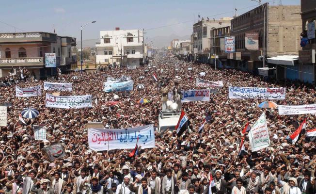 خلال مظاهرة في اليمن