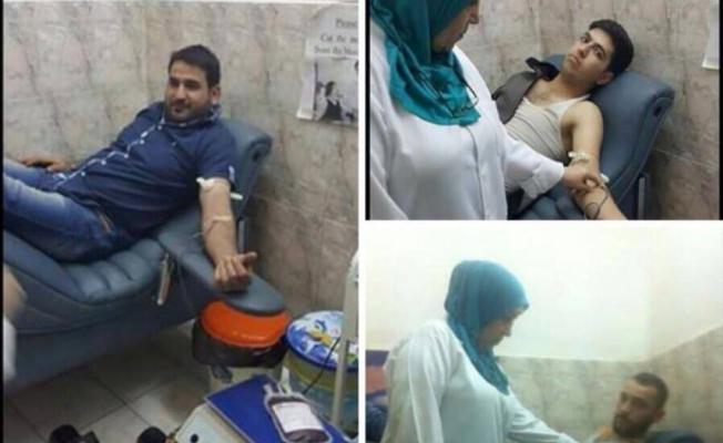 أثناء تبرع أهالي مخيم برج البراجنة بالدم للمصابين بالضاحية