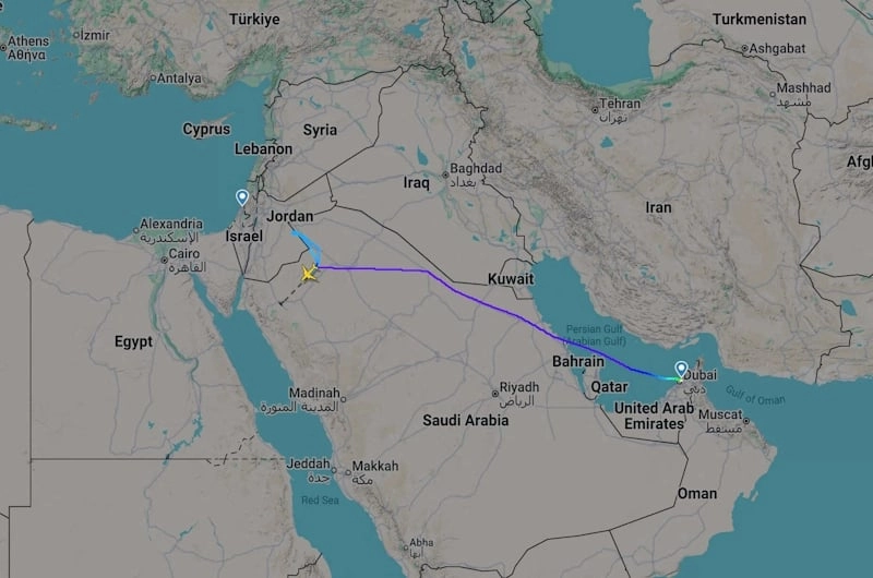 من دبي الى تل ابيب خريطة